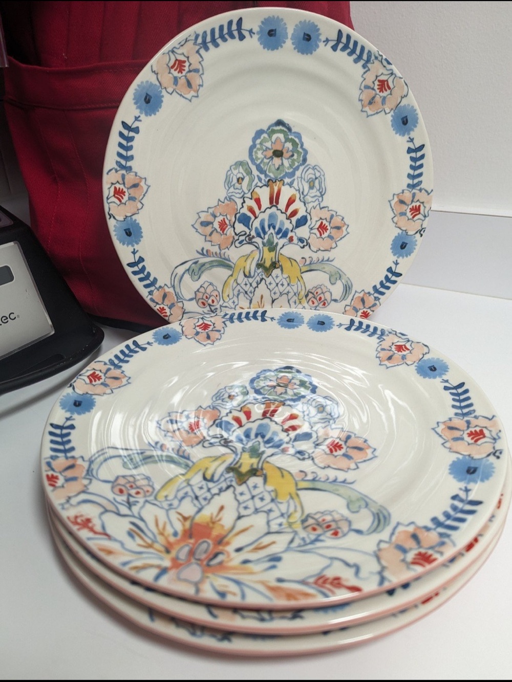 Anthropologie hand painted floral plates set of 4